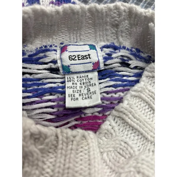 Vintage 62 East Women's Small Colorful Geometric Pattern‎ Mock Neck Sweater - Image 9