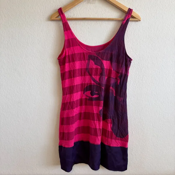 EXPRESS Dreamweight Cotton Vintage Y2K Pink Purple Tropical Tank Top Womens M - Image 2
