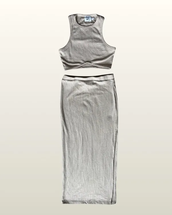 Princess Polly Princess Polly Tan Ribbed Skirt Set | Size: 4 | Color: Tan - Image 2