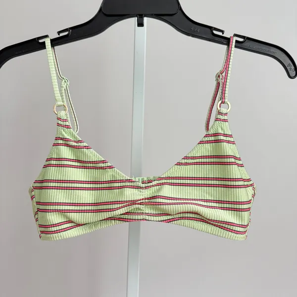 Women's Aerie Striped Bikini Top‎ Size M Green - Image 2