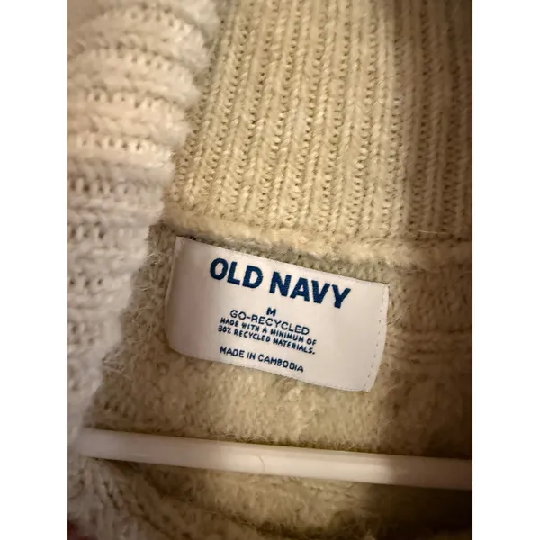 Old‎ Navy Womens Oatmeal Cream Cable Knit Turtleneck Sweater Vest Medium - Image 2