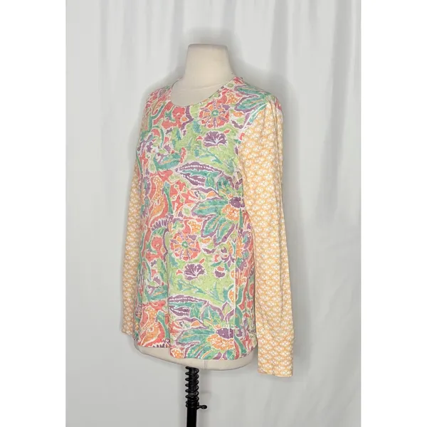 Sundance WHIMSY ROSE Floral Mixed Print Thermal Top Shirt Small Made in USA - Image 4