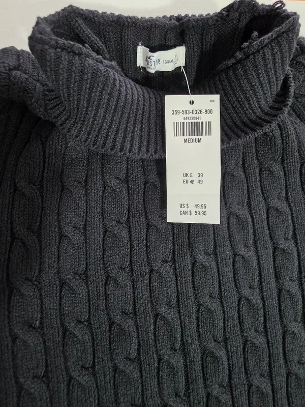 Hollister Cable Knit Long Sleeve Sweater Mini Dress - Black - Women's Size M - Image 10