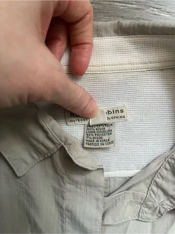 Royal Robbins Tan Cream Sleeveless Outdoor Hiking 100% Nylon Button Down Shirt L - Image 6