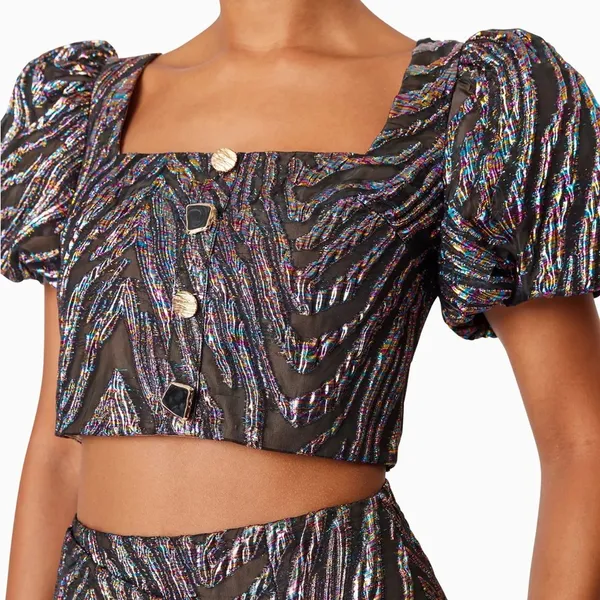 Elliatt Mikayla Crop Top and Maxi Skirt Two Piece Set In Purple Multi Small NWT - Image 7
