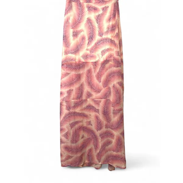 Show Me Your Mumu S Maxi Skirt Pretty Birdie print Long Feathers Pink Semi Sheer - Image 4