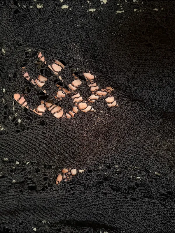 Zara Black Open-Knit Scoop Neck Sweater - Image 3