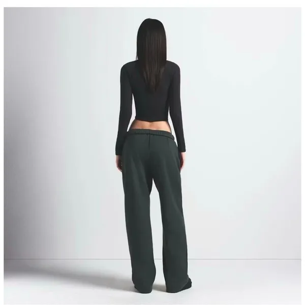 Skims Cotton Fleece Classic Straight Leg Sweatpants - Spruce, Size M NWT - Image 2