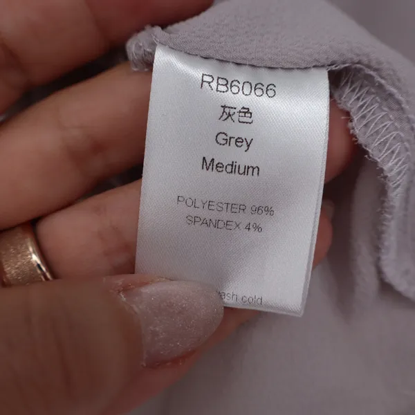 Grey Off the Shoulder Ruffle Flounce Top Medium Taupe Minimalist Blouse - Image 2