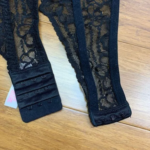 PINK Victoria's Secret Bralette womens Medium A-C‎ Black Lace Halter Wireless - Image 5