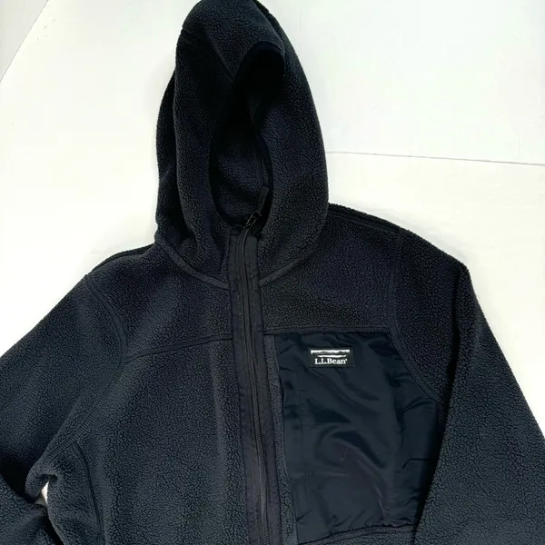L.L. Bean Full Zip Fleece Jacket Black Size M - Image 3