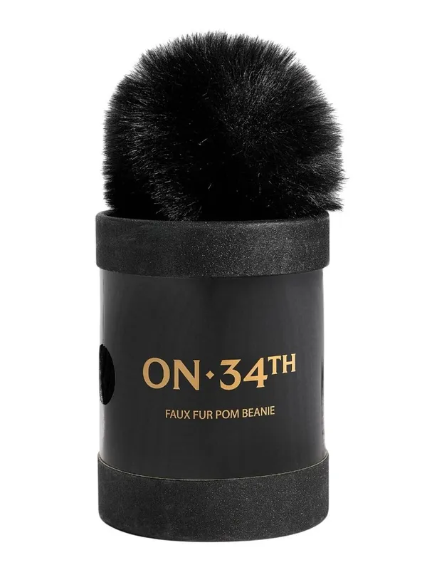 NEW On 34th Womens Boxed Rib-Knit Beanie Pom Pom MO1542501 Black - Image 6