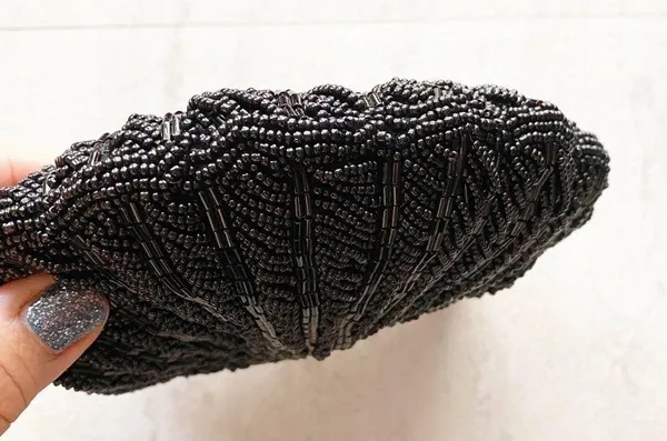 Vintage Black Beaded Evening Bag - Image 7