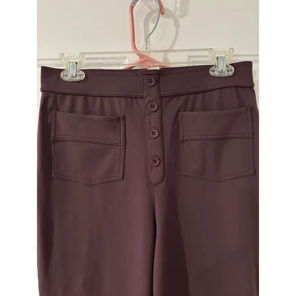 Halara High‎ Waist Wide Leg Trousers Button Front Pockets Plum Purple Career M - Image 3