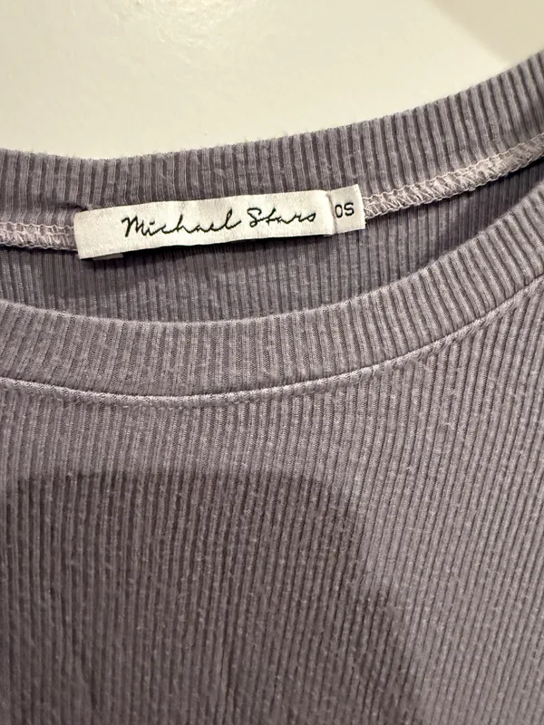 Michael Stars Long Sleeve Grey Ribbed Shirt - Image 5