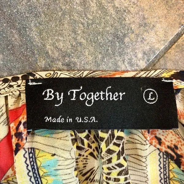 By Together Sheer Pull On Multicolor Blouse Lace Sleeve Trim Size Large - Image 5