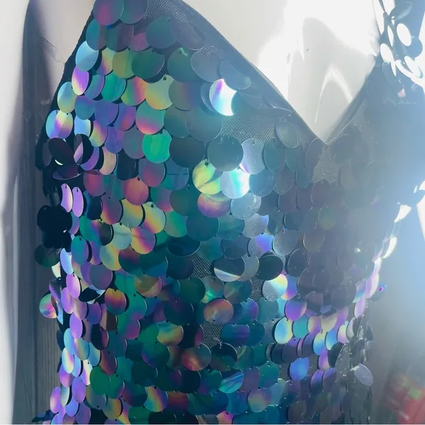 Nwt color shifting crystal doll large sequin dress eras tour y2k style mermaid s - Image 11