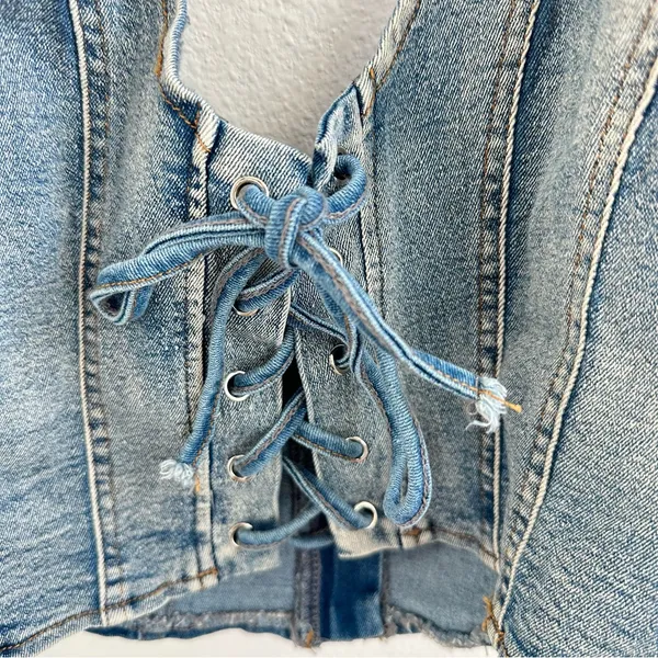 New Pink Denim Halter Top Blue - Image 2