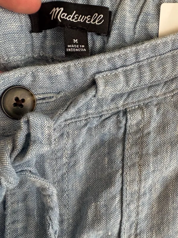 MADEWELL MEDIUM ✨ linen blend tie shorts blue VGUC - Image 3