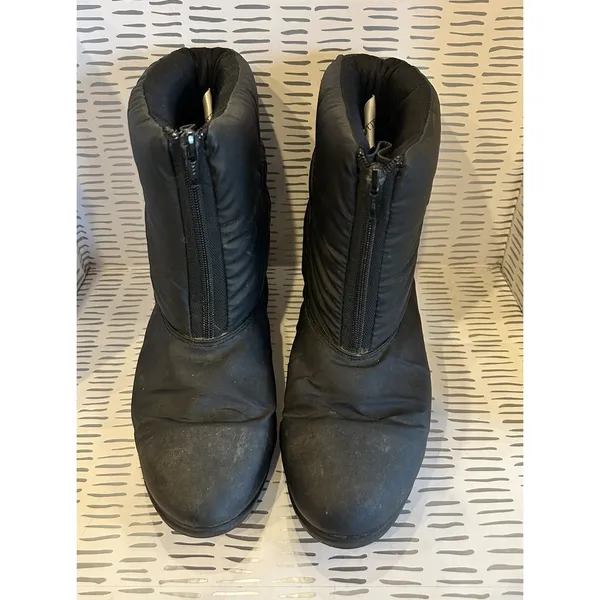 Trotters‎ Womens Black Puffer Snow Boots Front Zip Mid Calf Wedge Size 8.5 Aki - Image 2