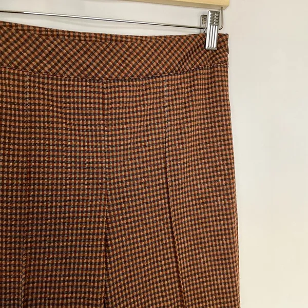 Anthropologie hem & thread orange brown checkered bootcut‎ pants women's size S - Image 2