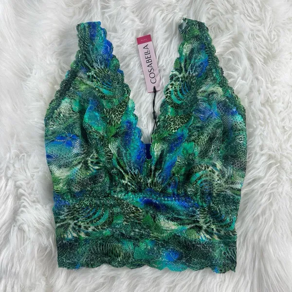 Cosabella Printed Curvy Plunge Longline Bralette Nirvana Size XS - Image 4