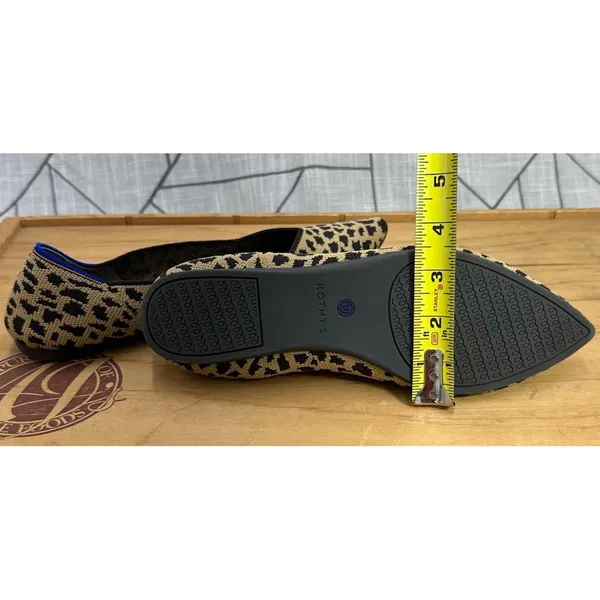 Rothy's Leopard Print Flats The Pointe Toe Black Tan Womens Shoes Size 9 - Image 14