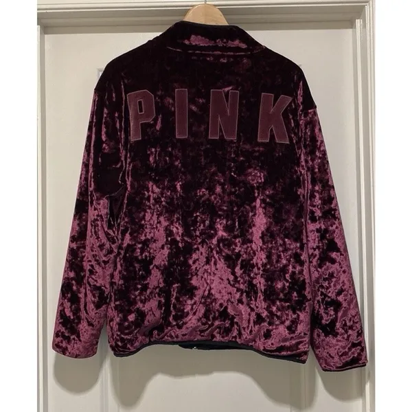 Victoria's Secret PINK REVERSIBLE SHERPA LINED JACKET SHERPA VELVET LARGE - Image 2