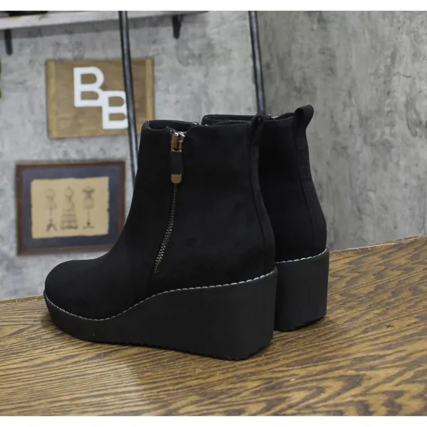NEW Style & Co. Womens Sayylor Wedge Booties 10019630400 Black Microsuede 7.5M - Image 6