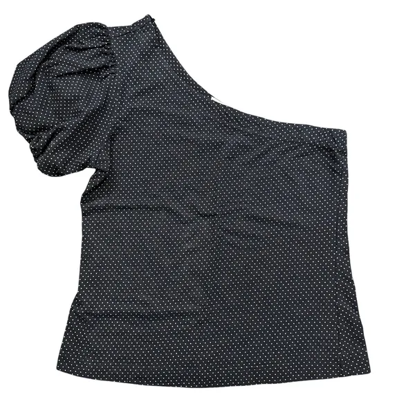 Anthropologie Maeve One Shoulder Top Black White Polka Dot Size Medium - Image 2