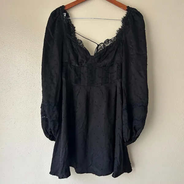 For Love and Lemons Black Coquette Natalie Mini Dress Size Small - Image 4