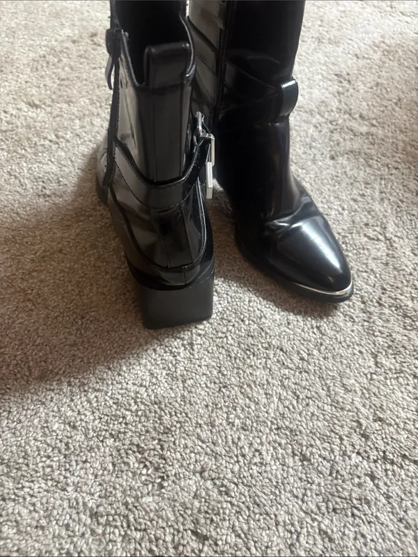 Women's Black Buckle Strap Ankle Booties size 6 - Image 4