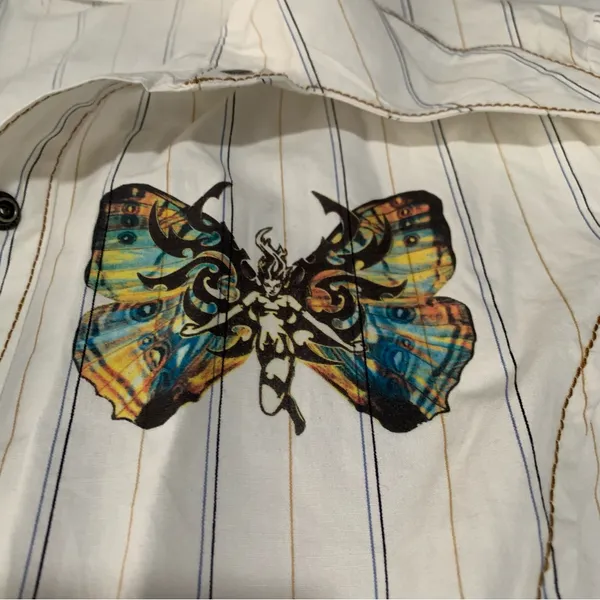 Jessie USA size large Striped Shirt with Butterfly Detail 90s y2k whimsigoth rod - Image 12