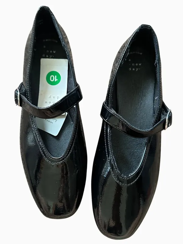 NWT A New Day Black Patent Mary Jane Flats Size 10 - Image 3