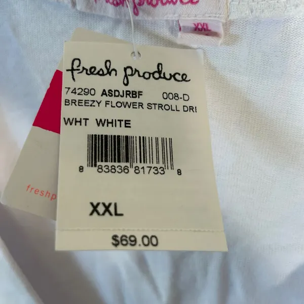 Fresh‎ Produce Breezy Flower Stroll Dress White Cotton Floral XXL 21662 NEW - Image 6