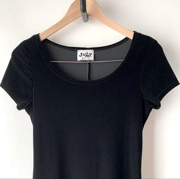 Vintage 90’s Stretchy Black Velvet Dress - Image 3