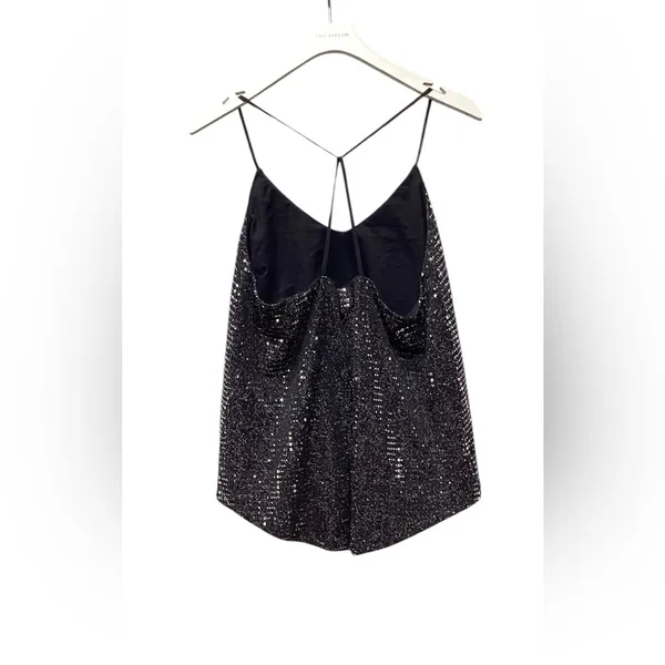 Chelsea28 Black mirrored spaghetti strap top. Size Medium. - Image 7