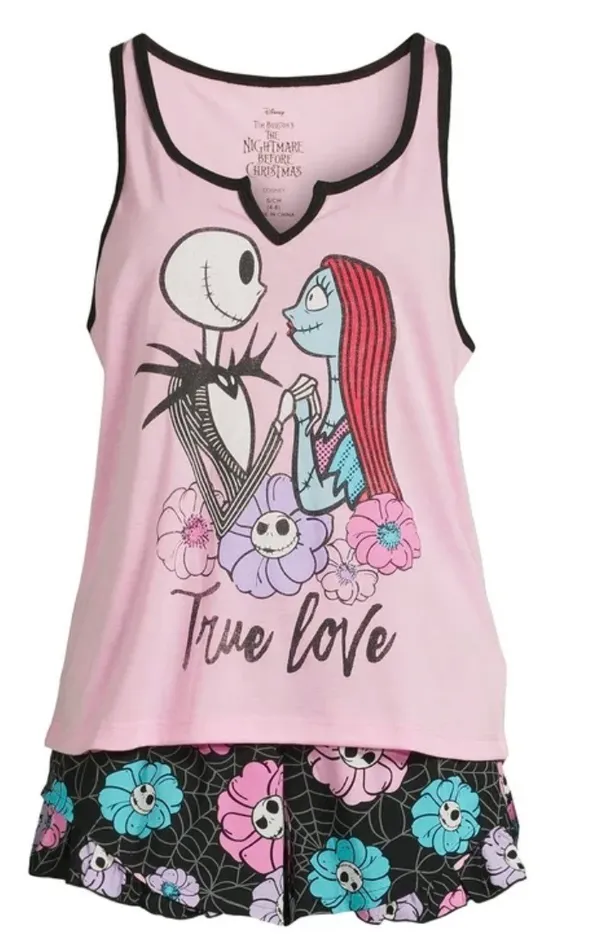 Disney NWT Nightmare Before Christmas Women's Tank Top and Shorts Pajama Set, 2-Piece, Size XL - Image 3