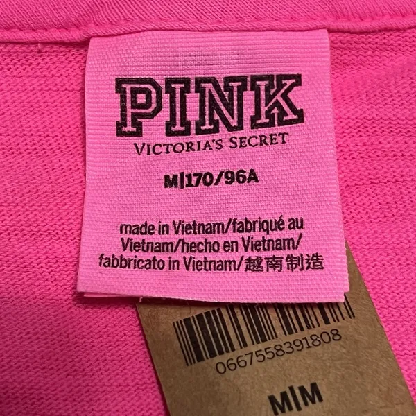 Victoria Secret PINK Crop Top Neon Pink Solid Short Sleeve Crew Neck Raw Cut Hem - Image 6