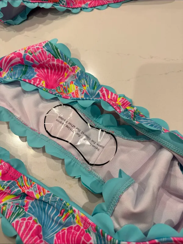 SHEIN XL bright beautiful shell scalloped edge bikini set NEW - Image 3