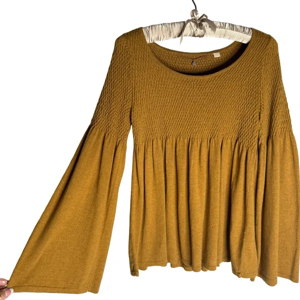 Anthropologie M Knitted and Knotted Esme Wool Blend Bell Sleeve Sweater Babydoll - Image 6