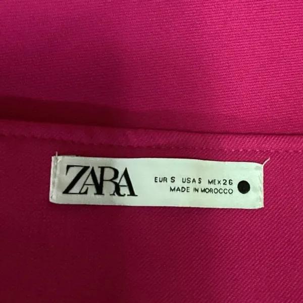Zara Hot Pink High Waist Size Zip Stretch Barbiecore Soft A Line Mini Skirt Sz S - Image 4