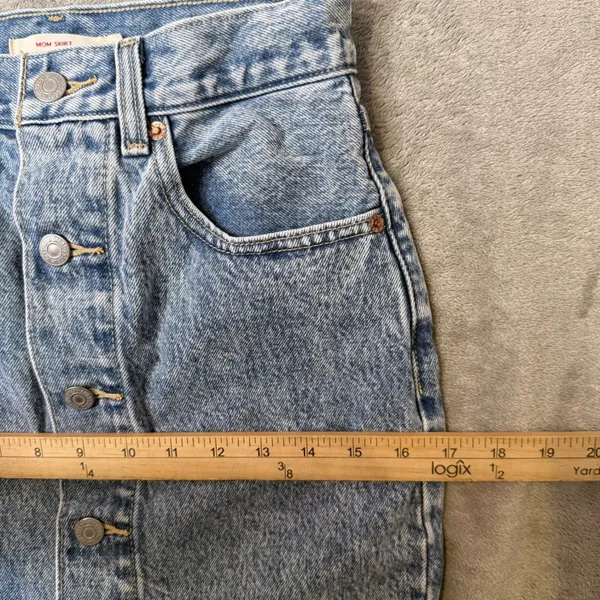 Levis Mom Skirt Light Acid Wash Blue Denim Button Fly Size 24 Jean Retro BOHO‎ - Image 12