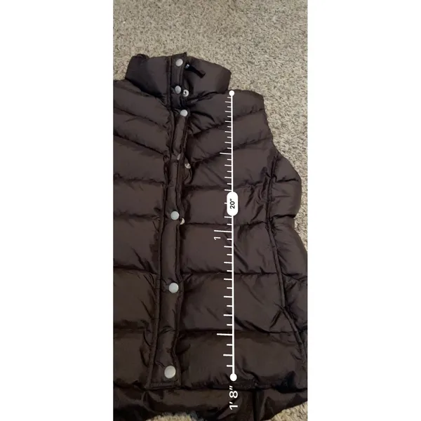 J.Crew Womens Brown Chevron Quilted Down Puffer Vest Large Stand Collar Zip Snap - Image 5