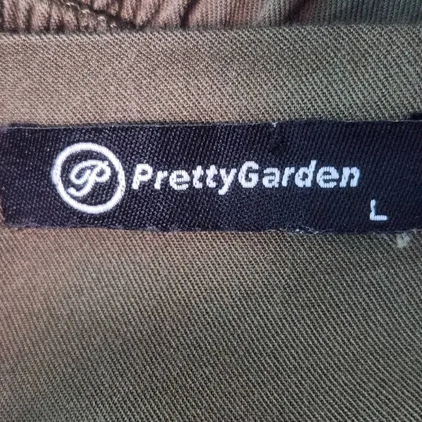 Pretty Garden Olive Green Smocked Midi Dress Size Large Green Cottagecore Dress - Image 8