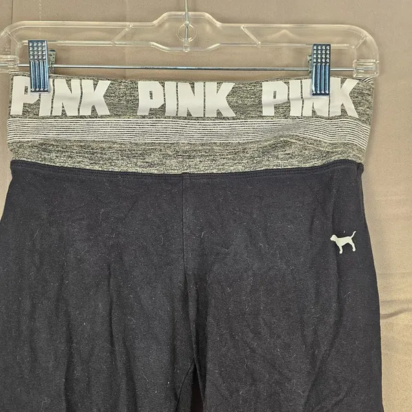 Vintage Y2K Victoria's Secret PINK Yoga Womens Black Foldover Flare Pants XS‎ - Image 3
