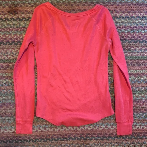 Pink Red Thermal Waffle Long Sleeve Shirt - Image 3