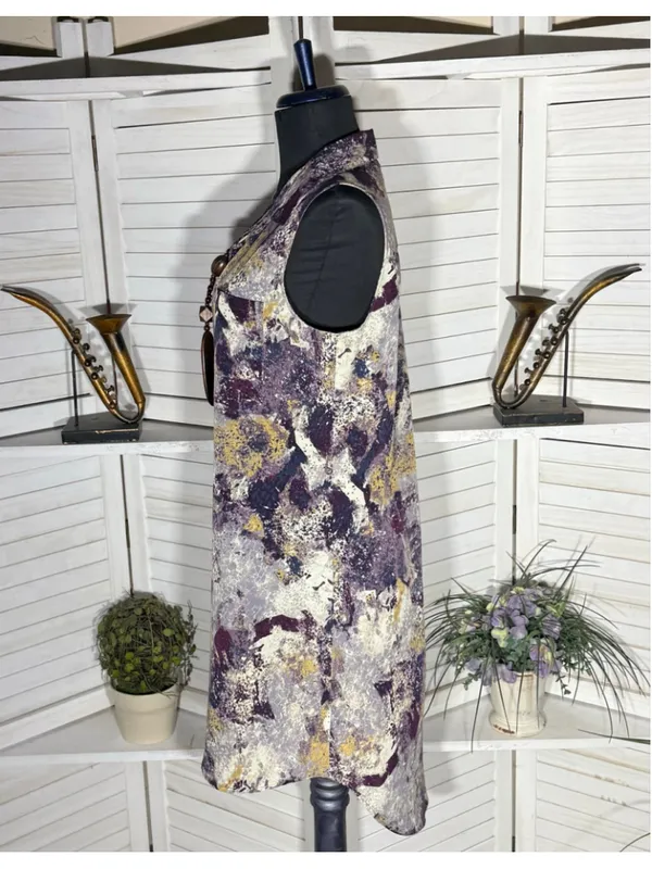 Vintage Y2K dress sleeveless purple camo avant-garde boho fairy whimsigoth sz M - Image 4