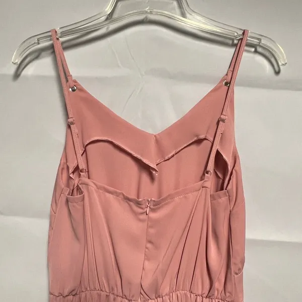 Women's Pink Pleated Sleeveless Midi Dress Size Medium - Image 9
