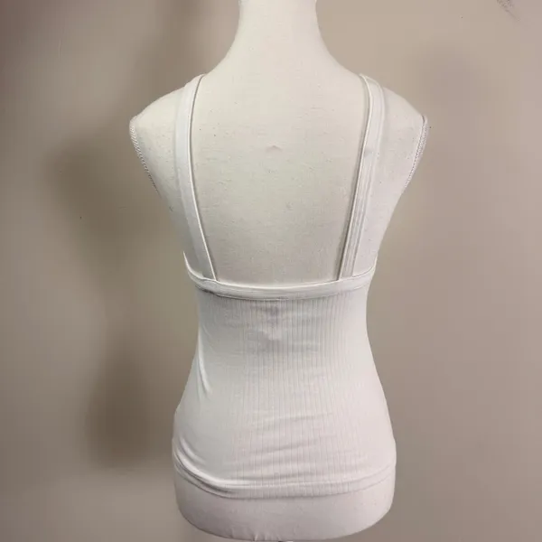 Free People Intimately‎ White Ribbed High Neck Square Neck Tank Top Small - Image 3